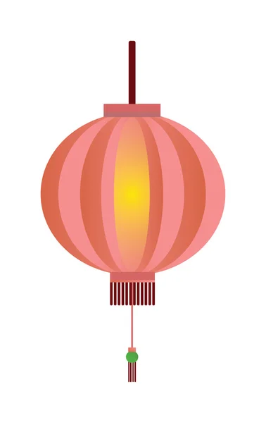 Red chinese lantern flat vector illustration isolated on white. — Stockový vektor