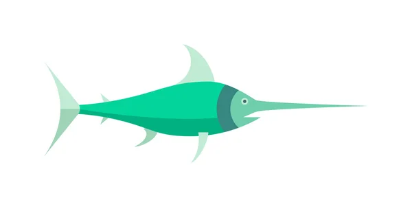 Desenho animal oceânico de peixes de serra caracter marinho desenho animado vetorial plano ilustração . — Vetor de Stock