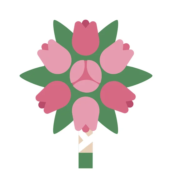 Färgglada blomma bukett från röda rosor isolerade på vit bakgrund tecknad vektor illustration. — Stock vektor