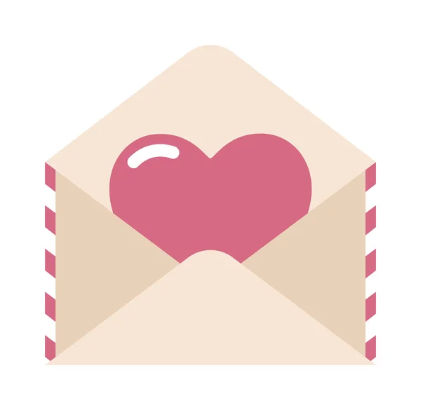Adesivo lettera d'amore, busta e cuore cartone animato vettoriale illustrazione . — Vettoriale Stock