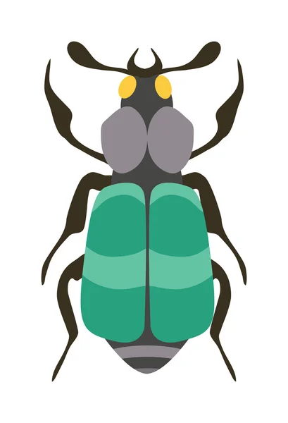 Escarabajo insecto plano en el vector de estilo de dibujos animados — Archivo Imágenes Vectoriales