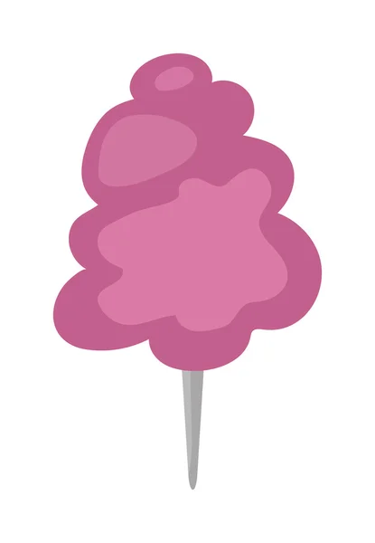 Fluffy fair dessert cotton candy on wooden stick cartoon vector illustration. — Stock Vector