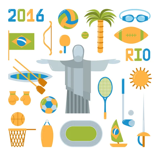 Rio Olympische Sommerspiele Ikonen Vektor Illustration — Stockvektor