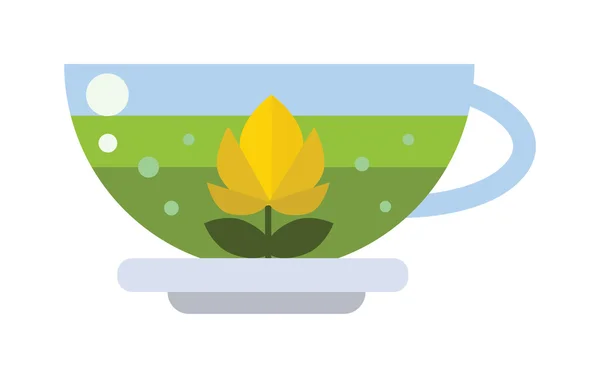 Cup of fresh hot green tea vector illustration. — Stock Vector