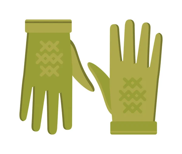 Frühling grüne Handschuhe Cartoon Vektor Illustration isoliert auf weiß. — Stockvektor