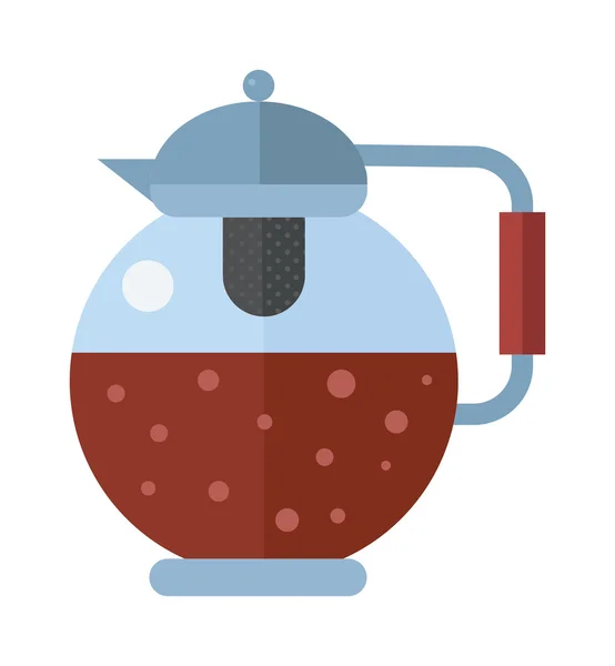 Traditional tea ceremony gray teapot with cup on table flat vector illustration. — Stok Vektör