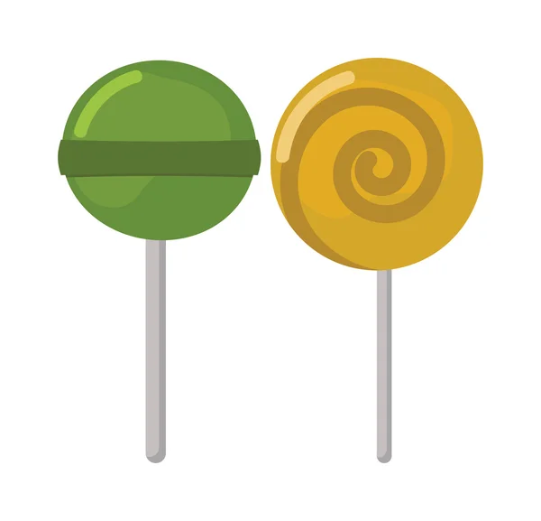 Två Lollipop söt dessert mat färgad vektor illustration. — Stock vektor