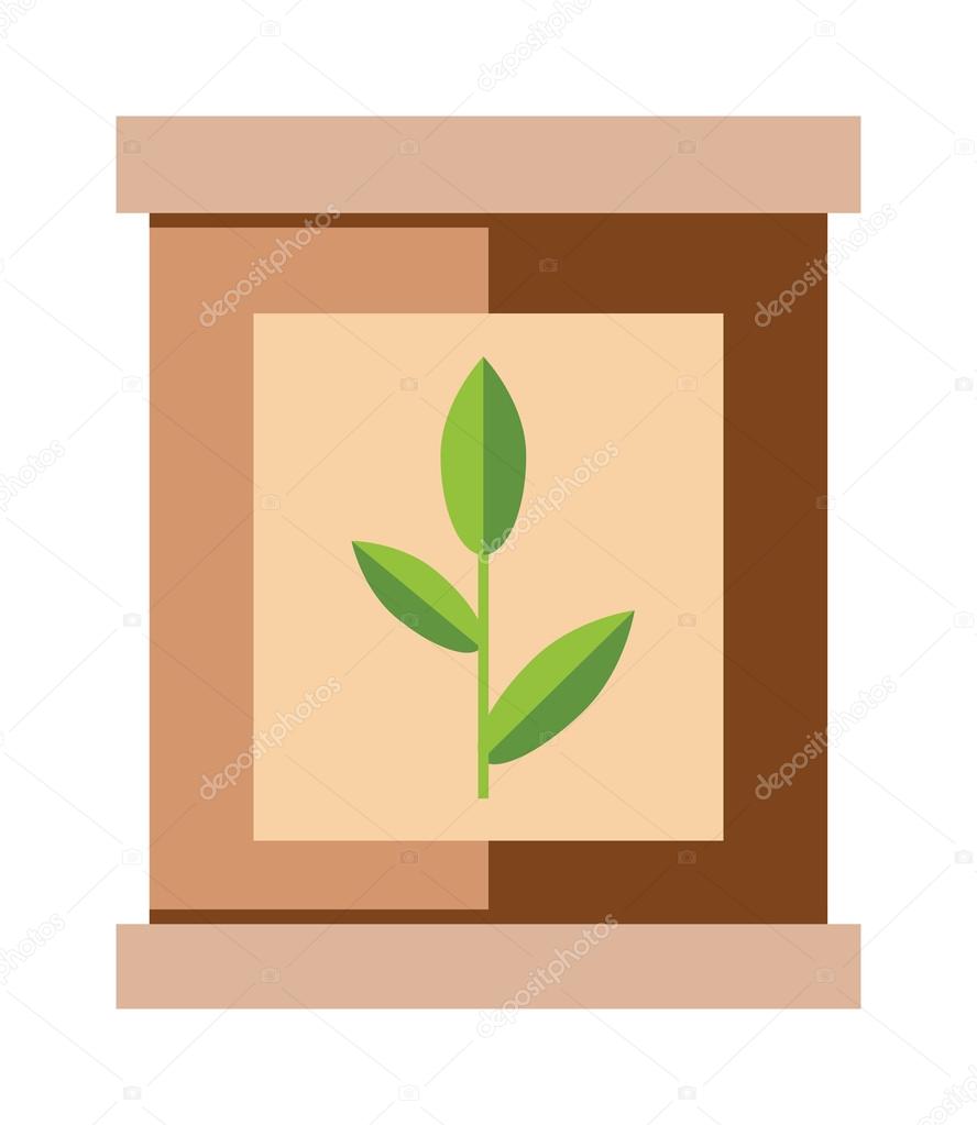 Tea pack with green tea leaf food packaging vector illustration.