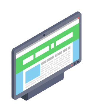 Computer monitor icon modern flat style illustration.