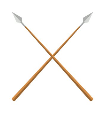 History lance tool two crossed ancient spears flat vector illustration.