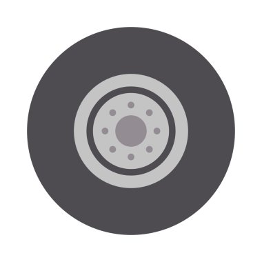 Car wheel cartoon flat vector illustration on white background.