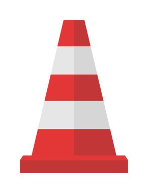 Construction of red road cones with stripes attention symbol cartoon flat vector illustration.