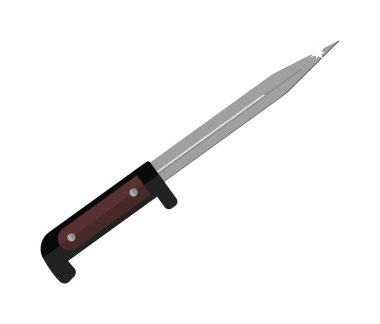 Bayonet metal knife cartoon vector illustration icon on white background.