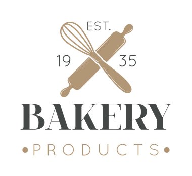 Fırın rozet ve ekmek logo simge modern stil vektör.