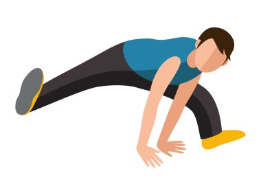 Parkour trick people extreme sport cartoon vector silhouette.