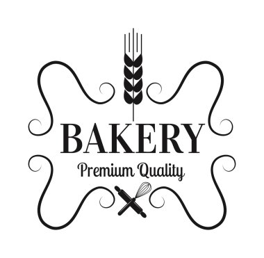 Fırın rozet ve ekmek logo simge modern stil vektör.