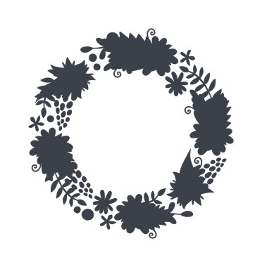 Vector circular floral wreaths with leaves central space for your text.