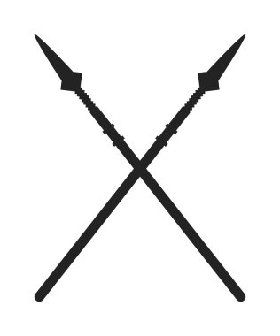 History lance tool two crossed ancient spears flat vector illustration.