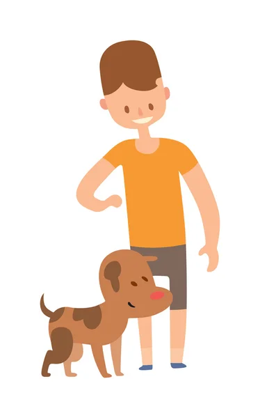 Niño y perro aislados sobre fondo blanco . — Vector de stock