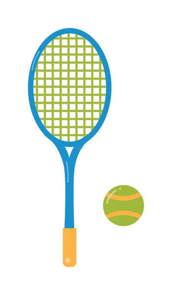 Raquette et balle de tennis illustration plate — Image vectorielle