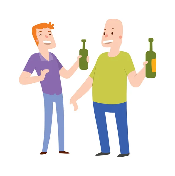 Grupo de amigos alcoólatras pessoas em um bar ilustração . — Vetor de Stock