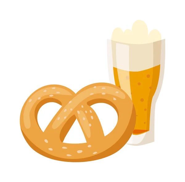 Desayuno alemán, ilustración de cerveza pretzel . — Vector de stock