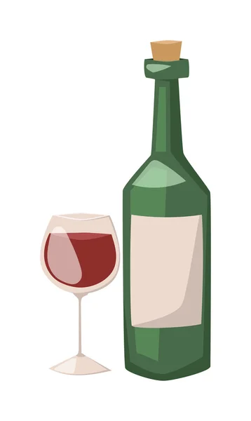 Wine bottle and glass of alcohol illustration. — Stock Vector