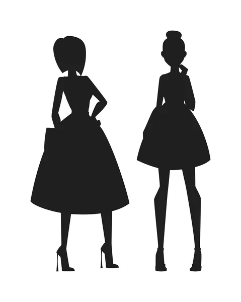 Concepto de silueta de chicas de moda moderna y hermosas chicas de estilo . — Vector de stock