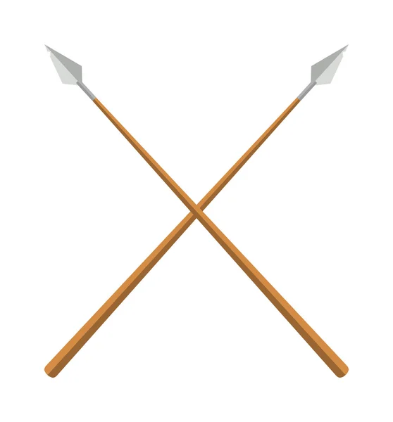 History lance tool two crossed ancient spears flat vector illustration. — ストックベクタ