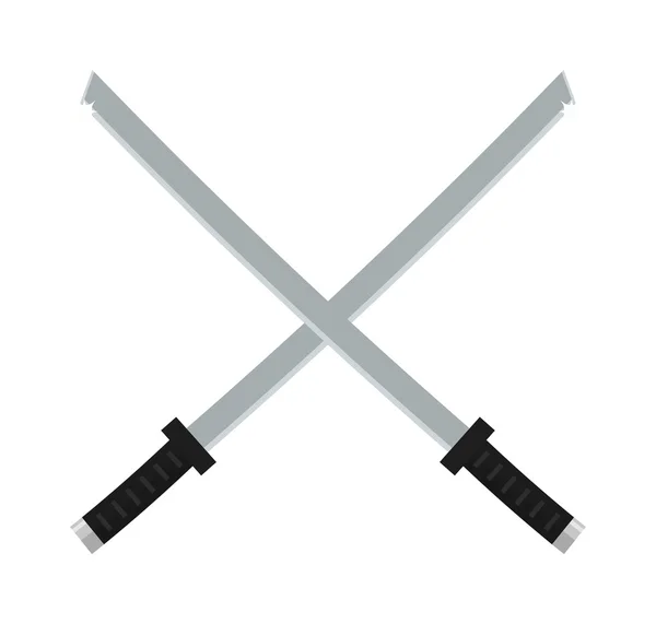 Epées japonaises icône dessin animé vecteur illustration sur fond blanc . — Image vectorielle