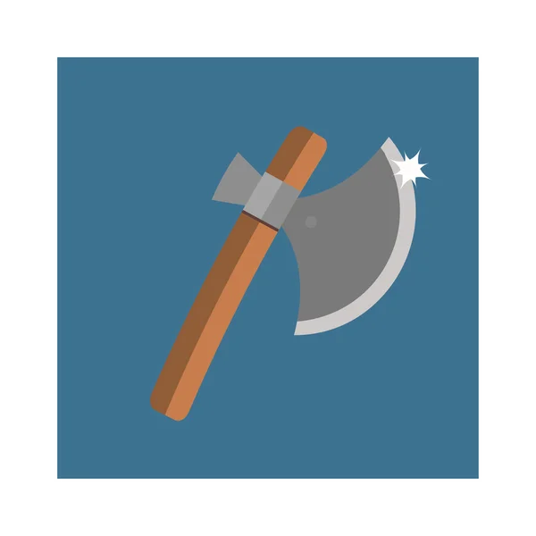 Wooden axe cartoon flat icon of handle wood work equipment vector illustration. — Stockový vektor