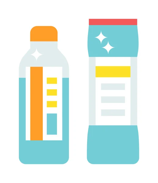 Plastic bottles of cleaning products household chemistry flat vector illustration isolated on white background. — 스톡 벡터