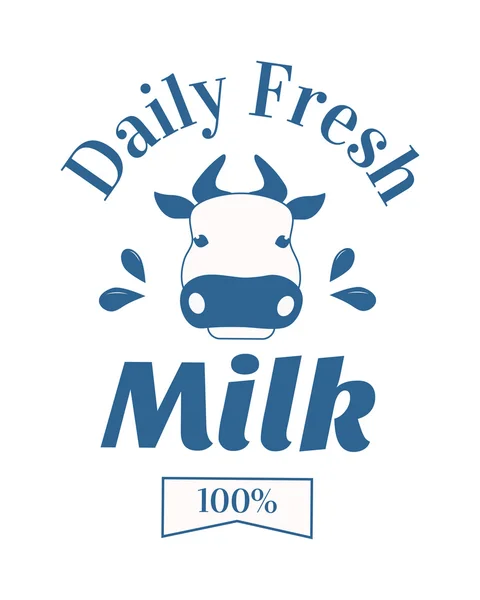 Milk cow logo badge vector template, some nature drinks label with sample text — Stock Vector