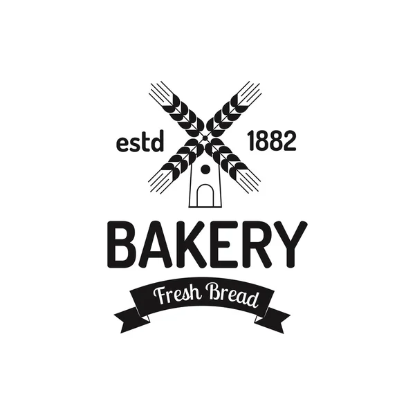 Bakery mill badge logo icon modern flat style vector. — Stock Vector