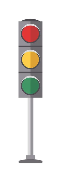 Traffic lights with red, yellow and green flat vector illustration on white background. — Stok Vektör