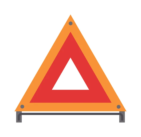 빨간색 경고 삼각형 비상 도로 표지판 평면 벡터 일러스트 아이콘. — 스톡 벡터