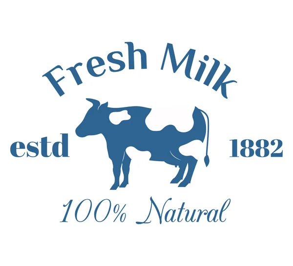 Milk cow logo badge vector template, some nature drinks label with sample text — Stock Vector