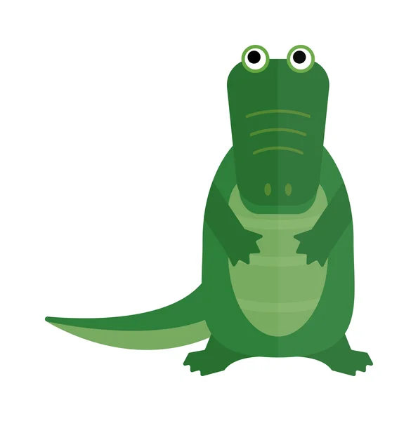 Australian saltwater green crocodile cartoon flat vector illustration. — Stockvector