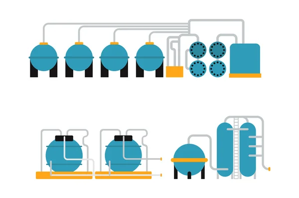 Almacenamiento de gas petróleo en terminal de servicio de carga ilustración vectorial plana . — Vector de stock