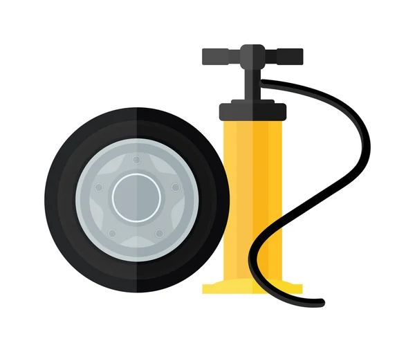 Device hand bicycle and car pump flat cartoon vector style icon. — Stok Vektör