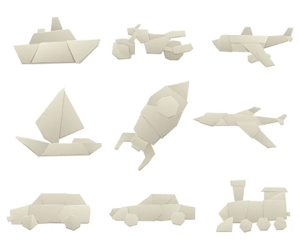 Origami collection de transport illustration vectorielle plate originale . — Image vectorielle