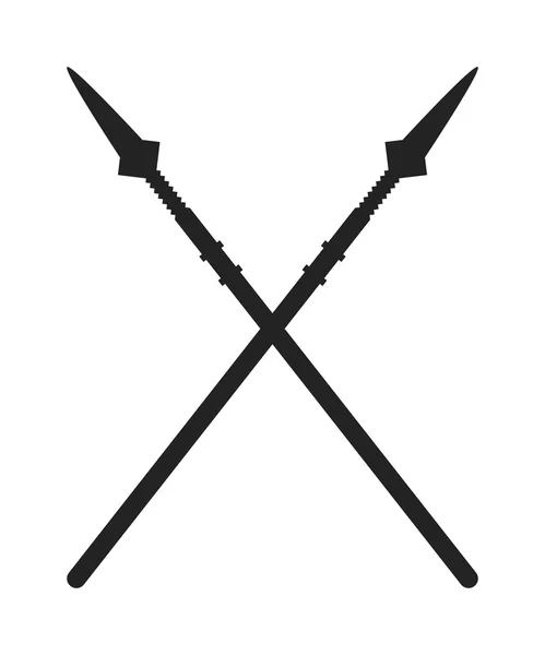 History lance tool two crossed ancient spears flat vector illustration. — ストックベクタ