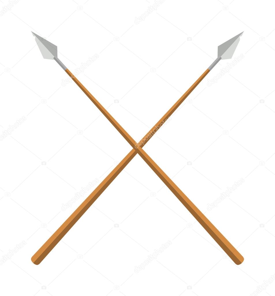 History lance tool two crossed ancient spears flat vector illustration.