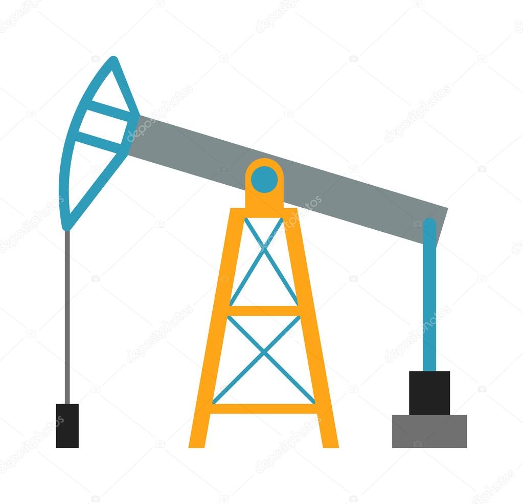 Oil rig industry business concept of derrick production fuel distribution and transportation flat vector illustration.