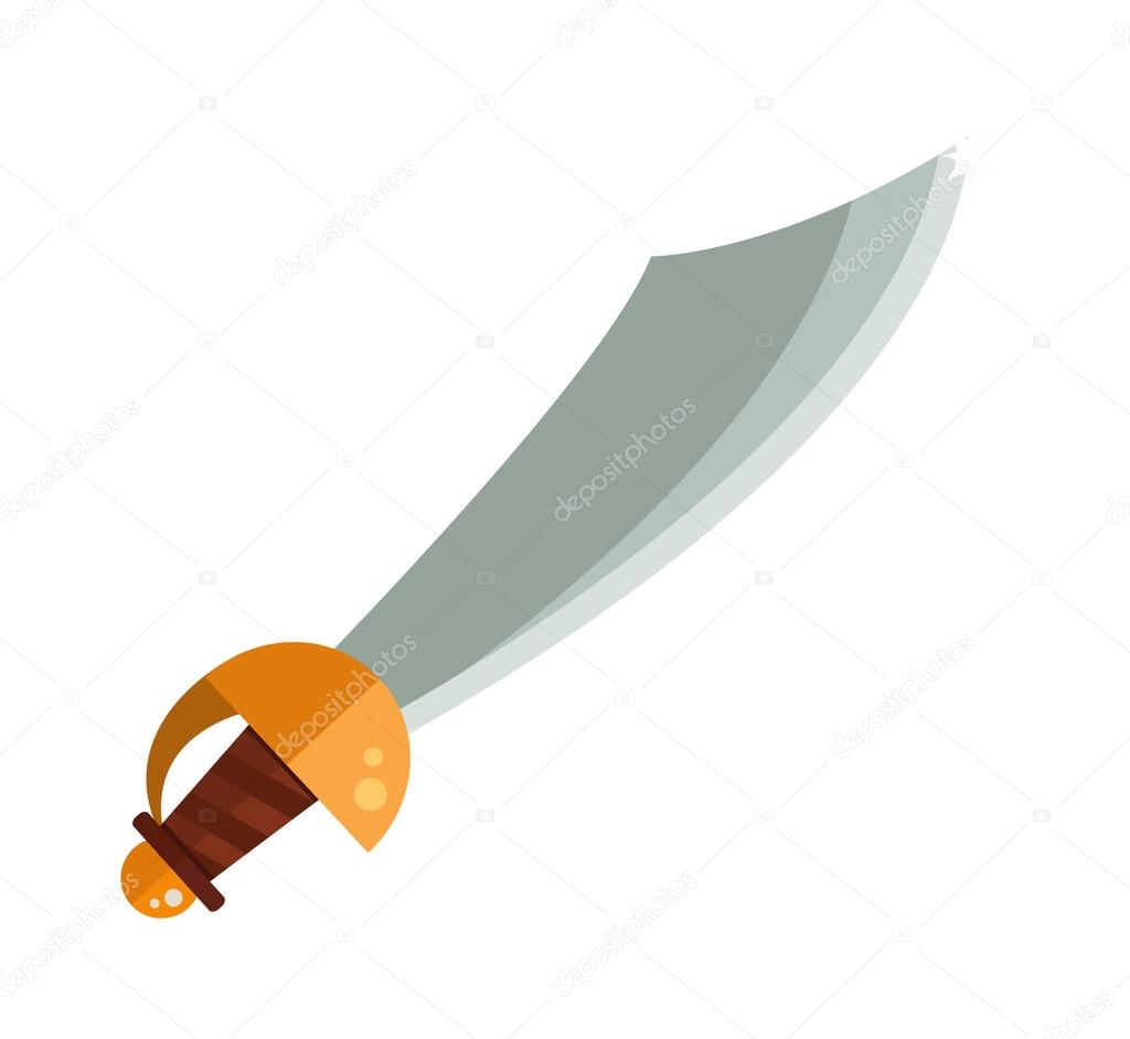 Knight sword isolated cartoon vector illustration on white.