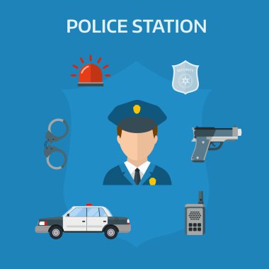 Polis ekipmanı sembolleri vektör simgeleri güvenlik elemanları.