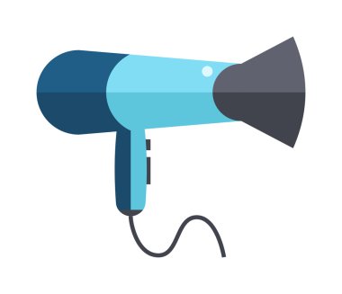 Hair Dryer tool and accessory to create beautiful hair flat vector icon.