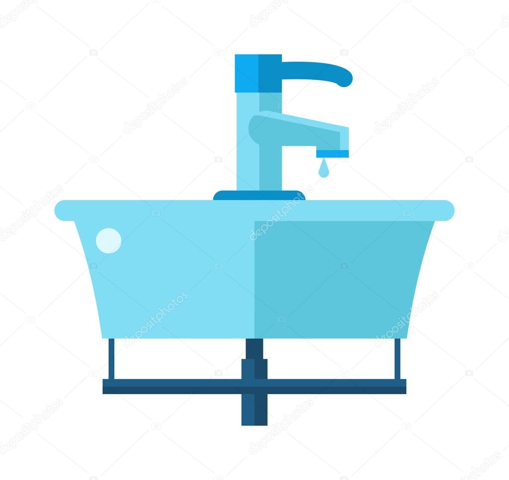 Ilustración de vector plano Lavabo baño dibujos animados — Vector de