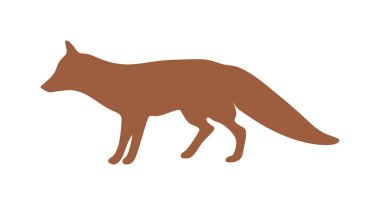 Wild fox animal flat vector silhouette