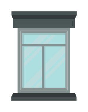 Window open interior frame glass construction isolated flat vector illustration.